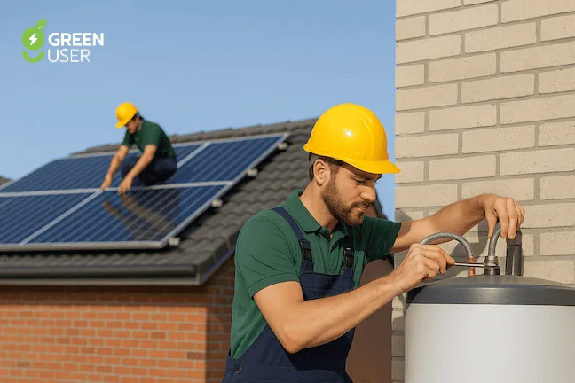 Victorian energy upgrades in Melbourne – technician installing reverse cycle air conditioner under VEU rebate program